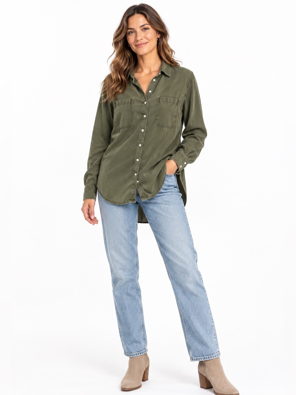 Merona Olive Utility Button-Down Shirt